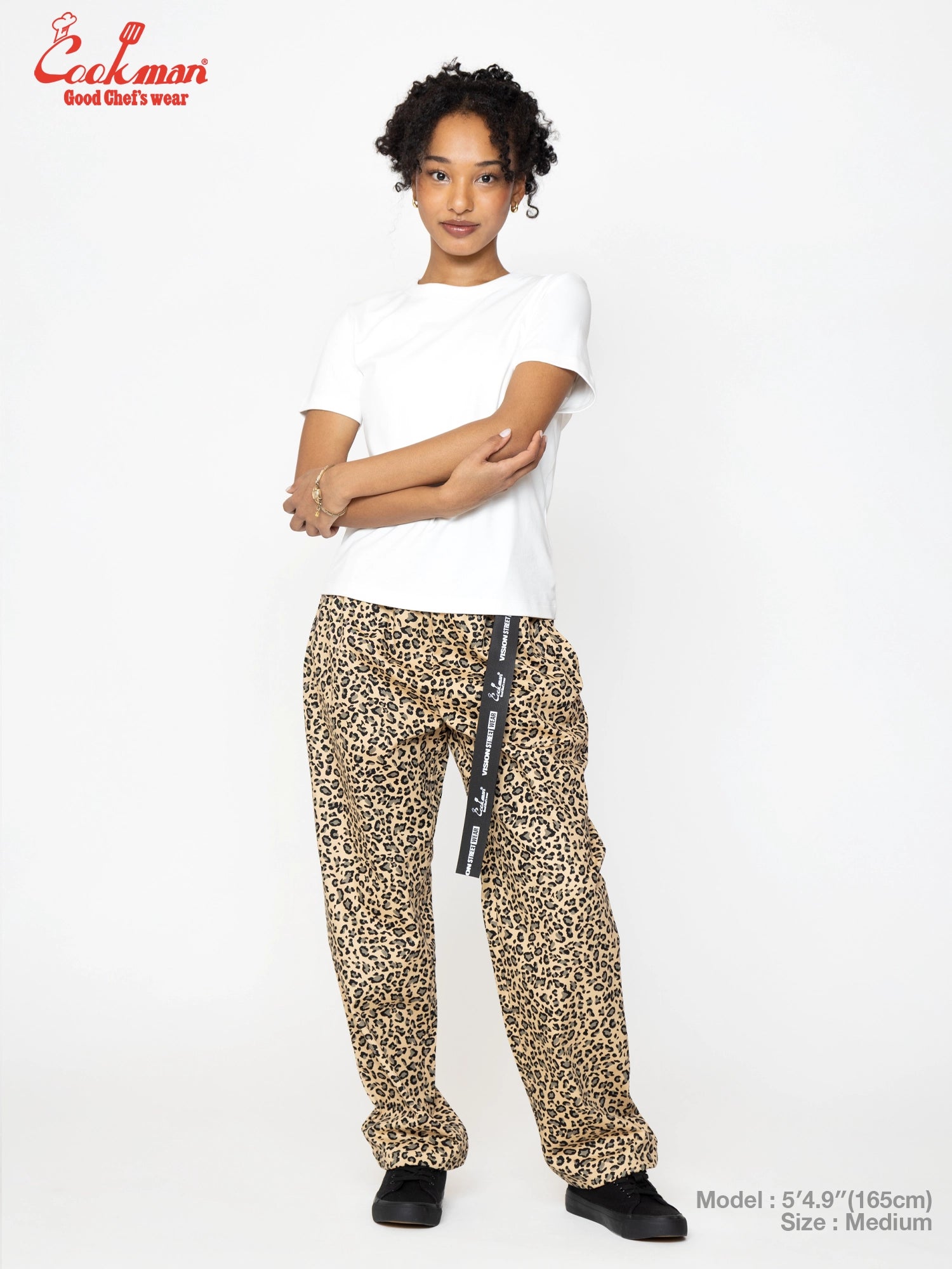 Chef Pants Semiwide Black Belt  - Vision Leopard : Beige