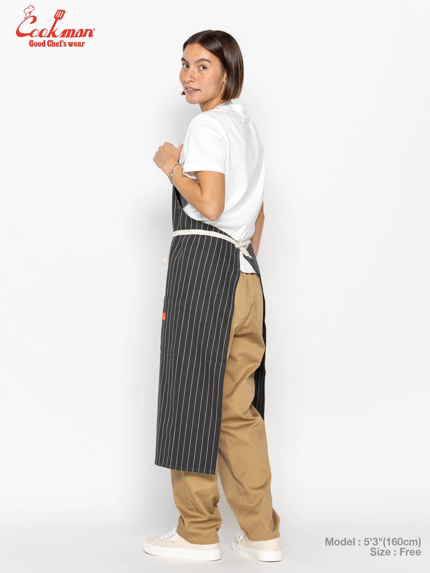 Long Apron - Herringbone Stripe : Charcoal