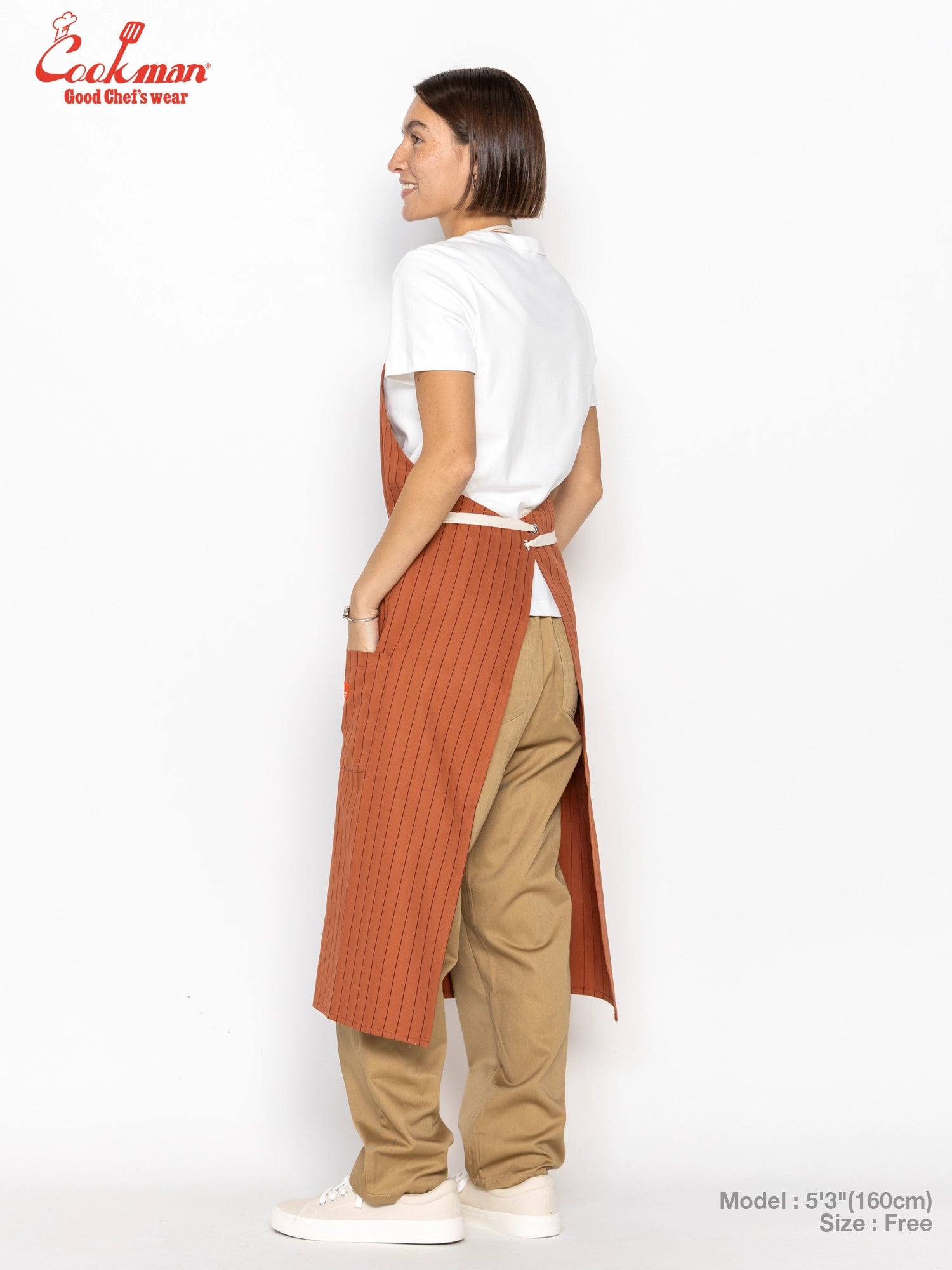 Long Apron - Herringbone Stripe : Brick