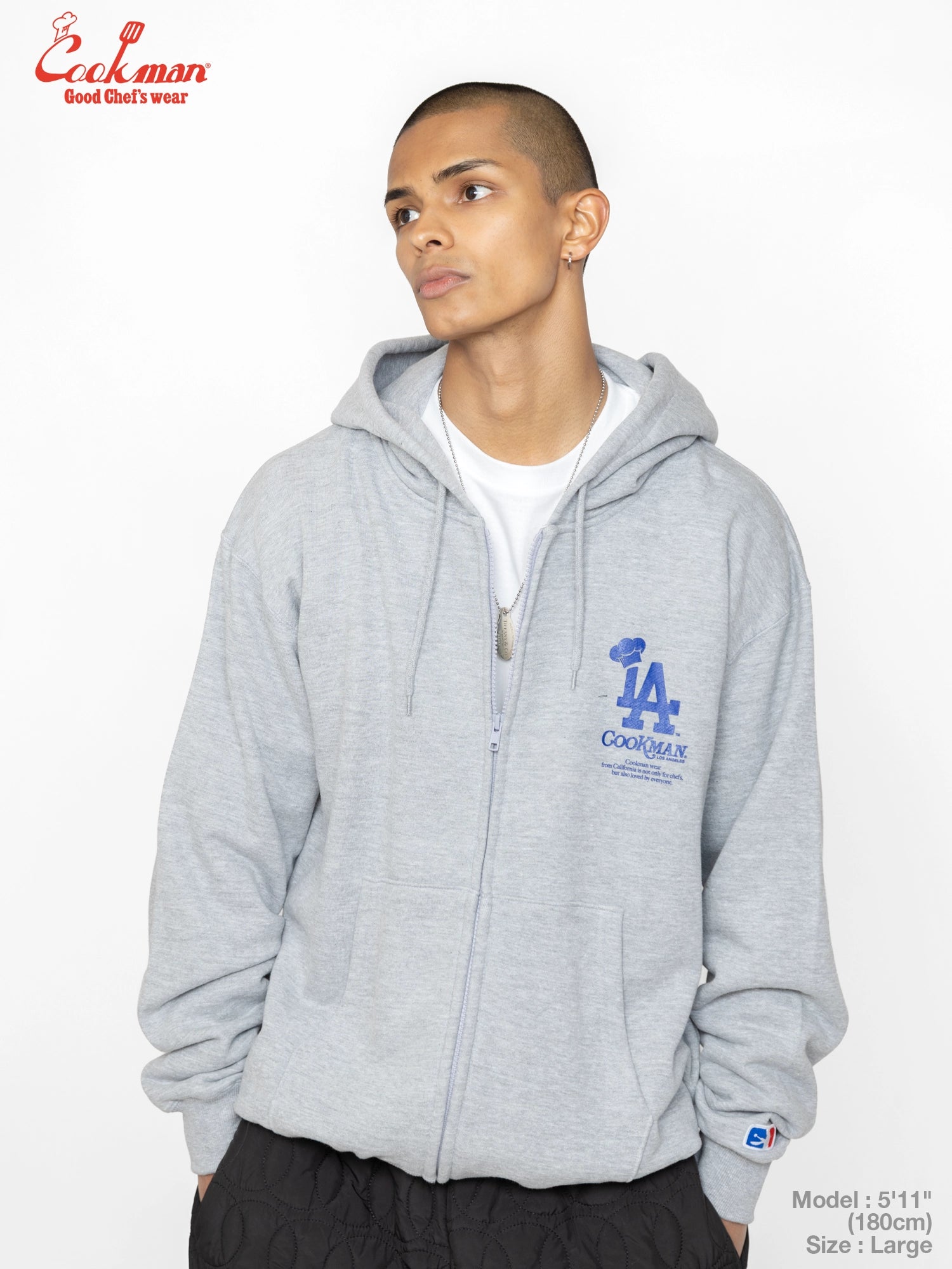 Zip-up Hoodie - Chef Hat LA : Heather Gray