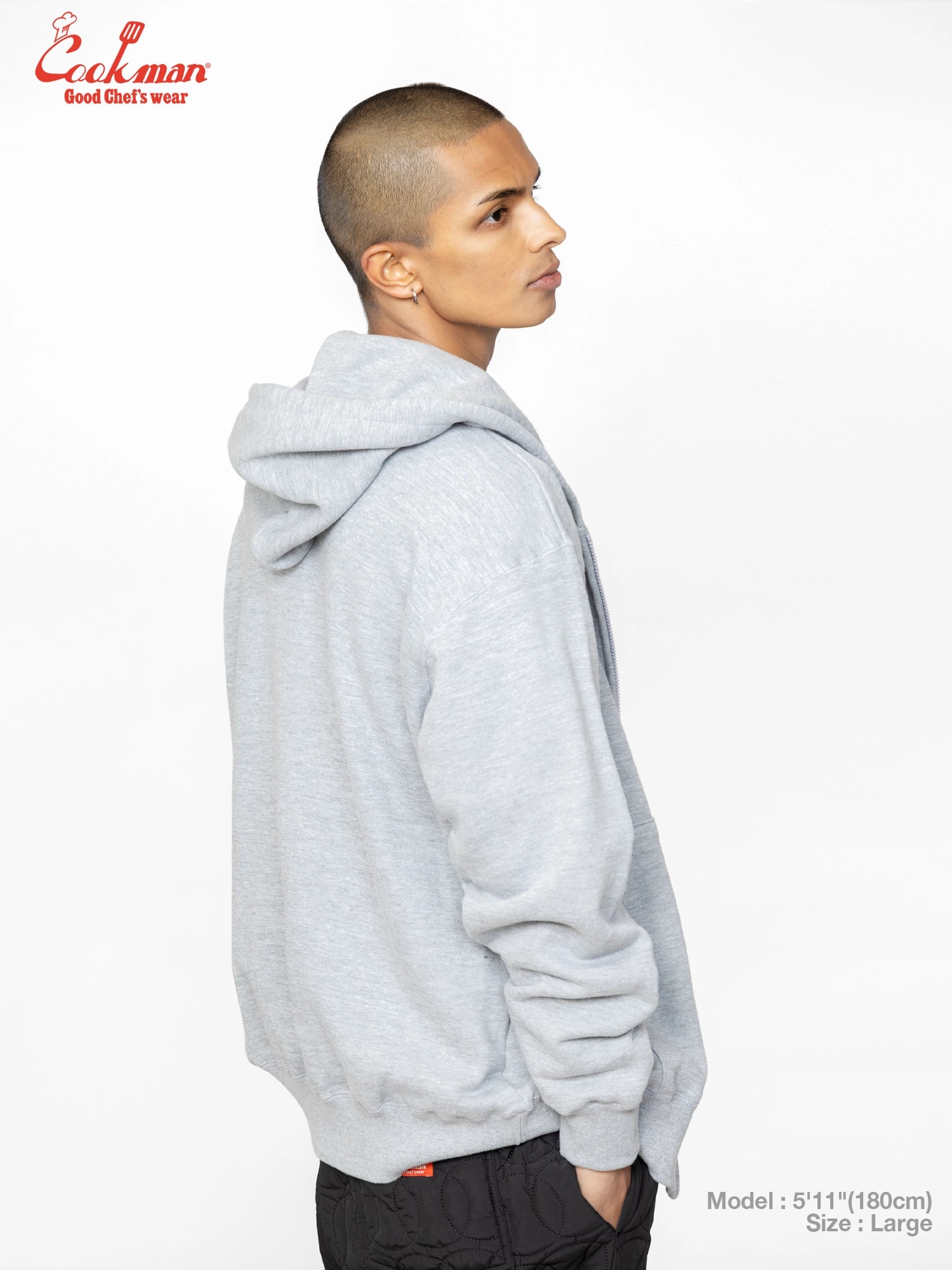Zip-up Hoodie - Chef Hat LA : Heather Gray