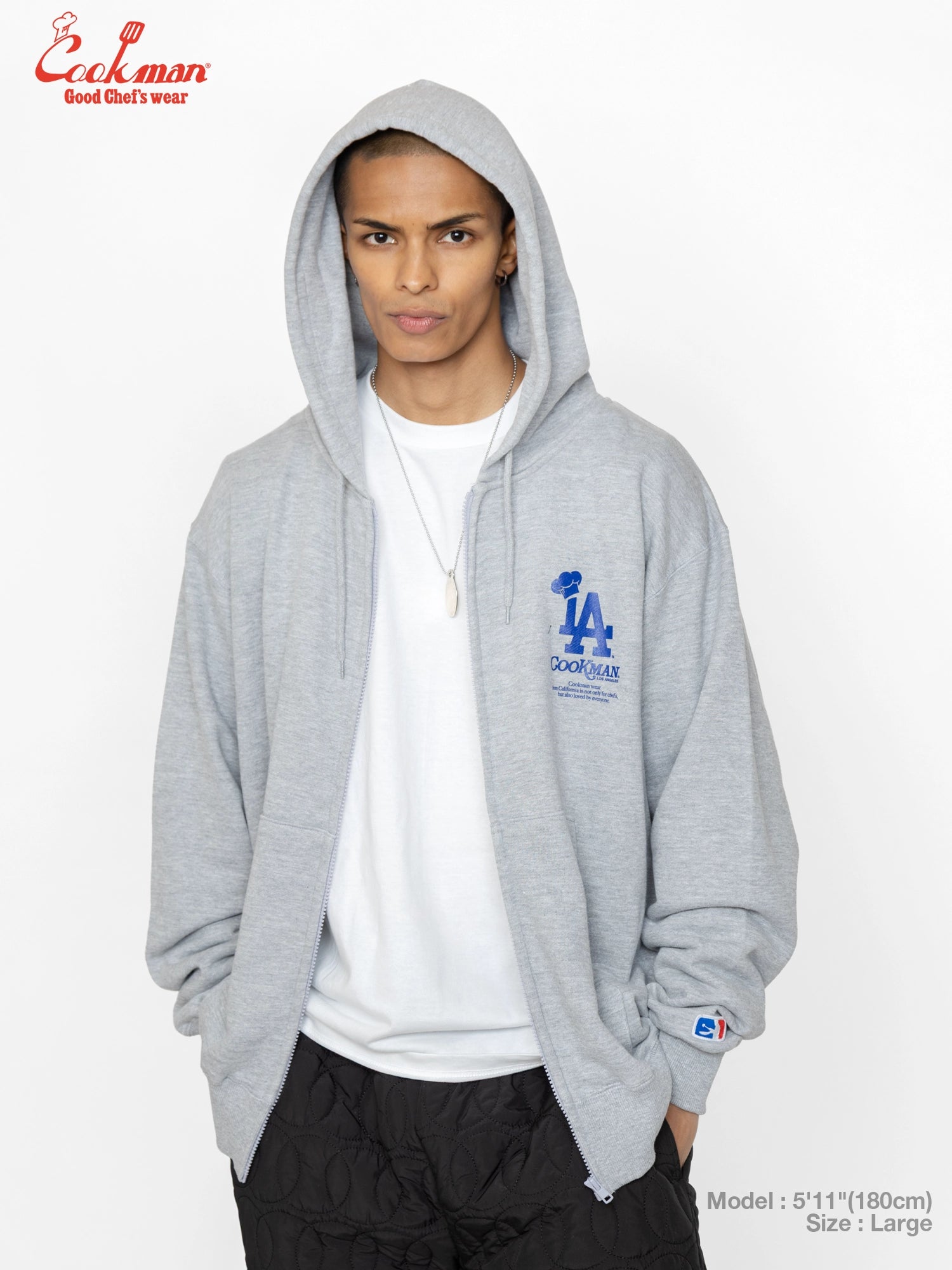 Zip-up Hoodie - Chef Hat LA : Heather Gray