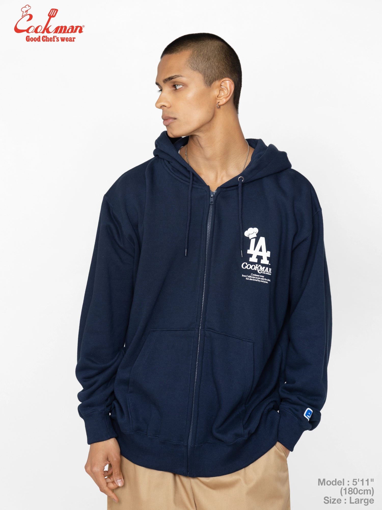 Zip-up Hoodie - Chef Hat LA : Navy
