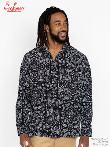 Work Shirts Long Sleeve - Paisley : Black