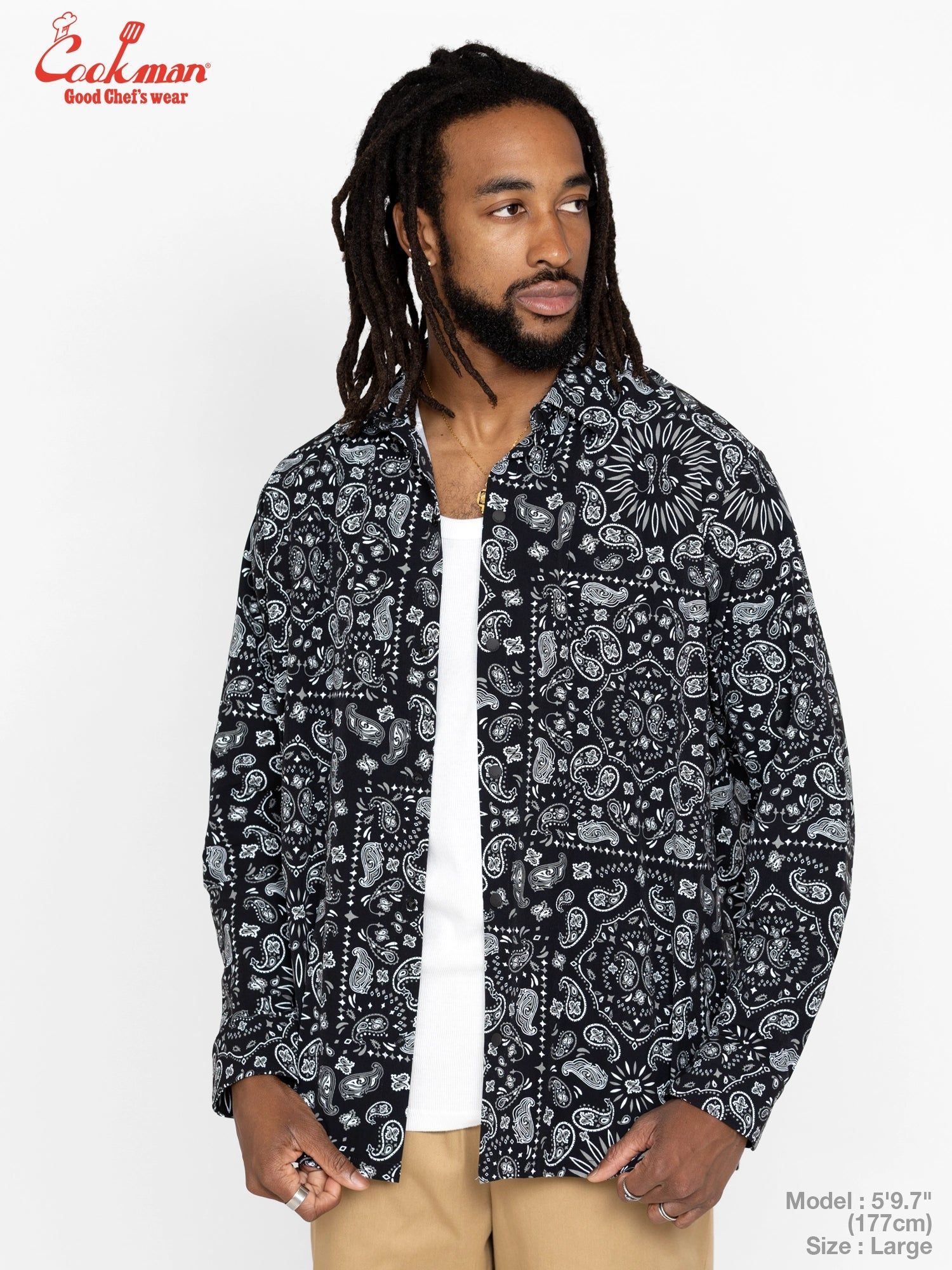 Work Shirts Long Sleeve - Paisley : Black