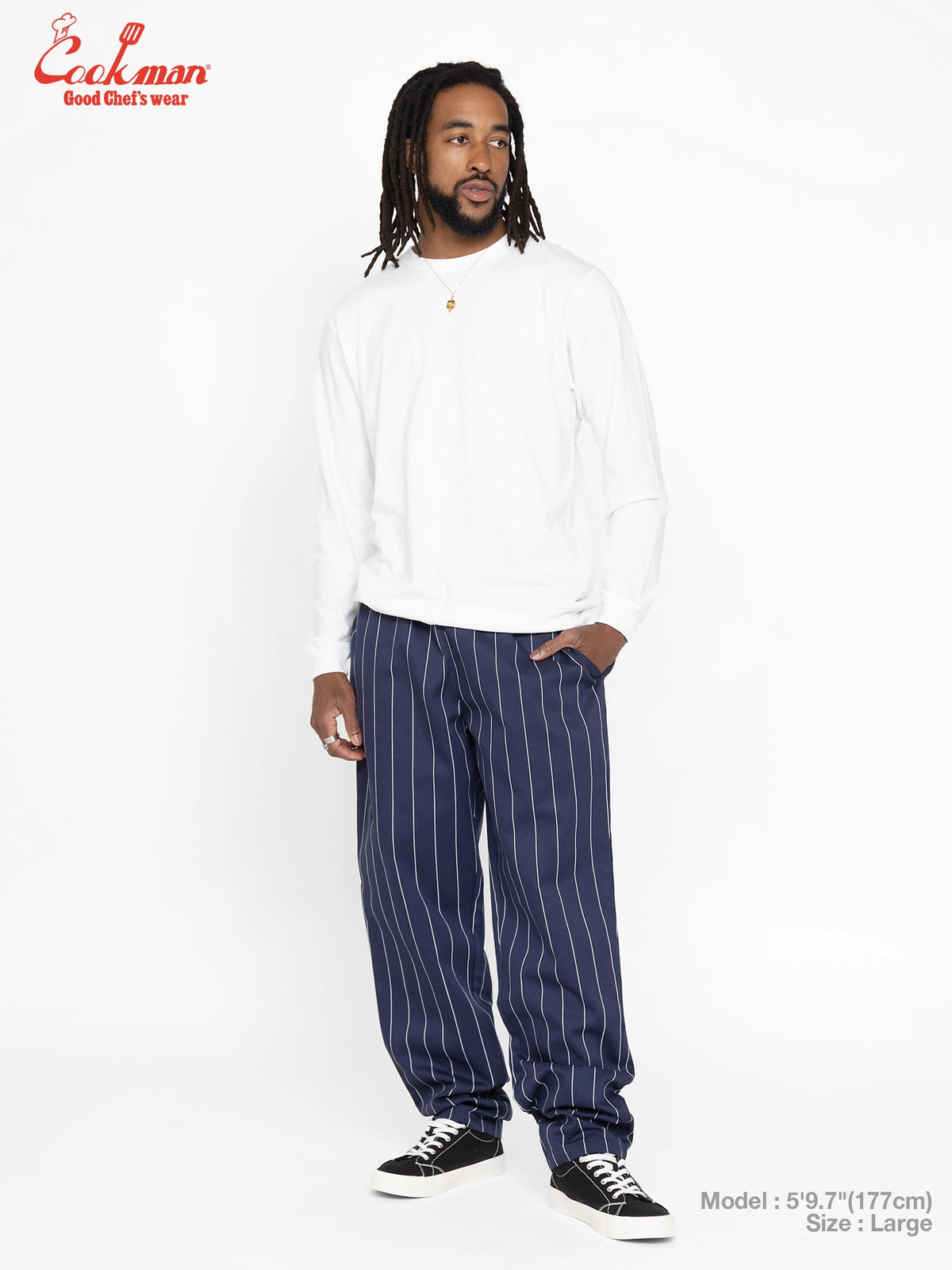 Chef Pants - Pencil Stripe : Navy