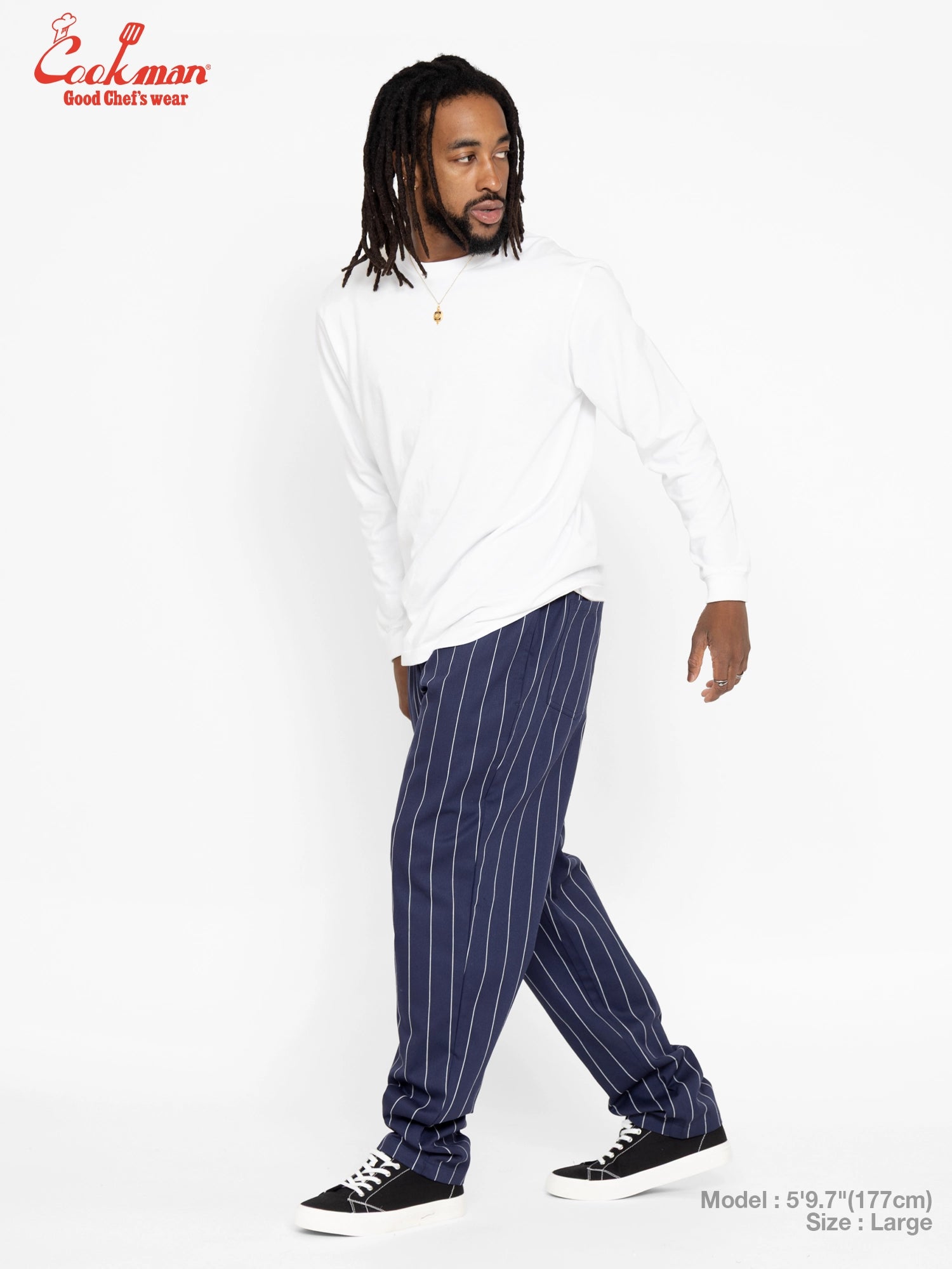 Chef Pants - Pencil Stripe : Navy