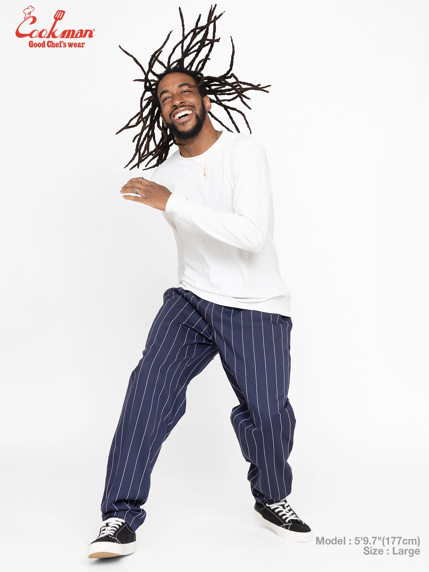 Chef Pants - Pencil Stripe : Navy
