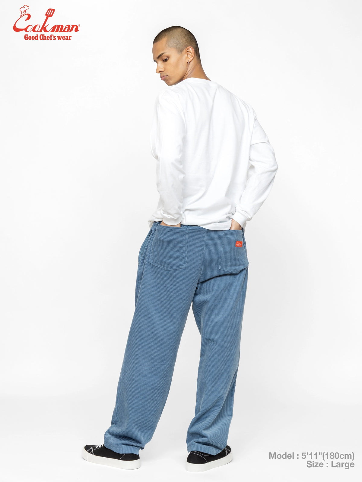 Chef Pants Semiwide - Corduroy : Blue Gray
