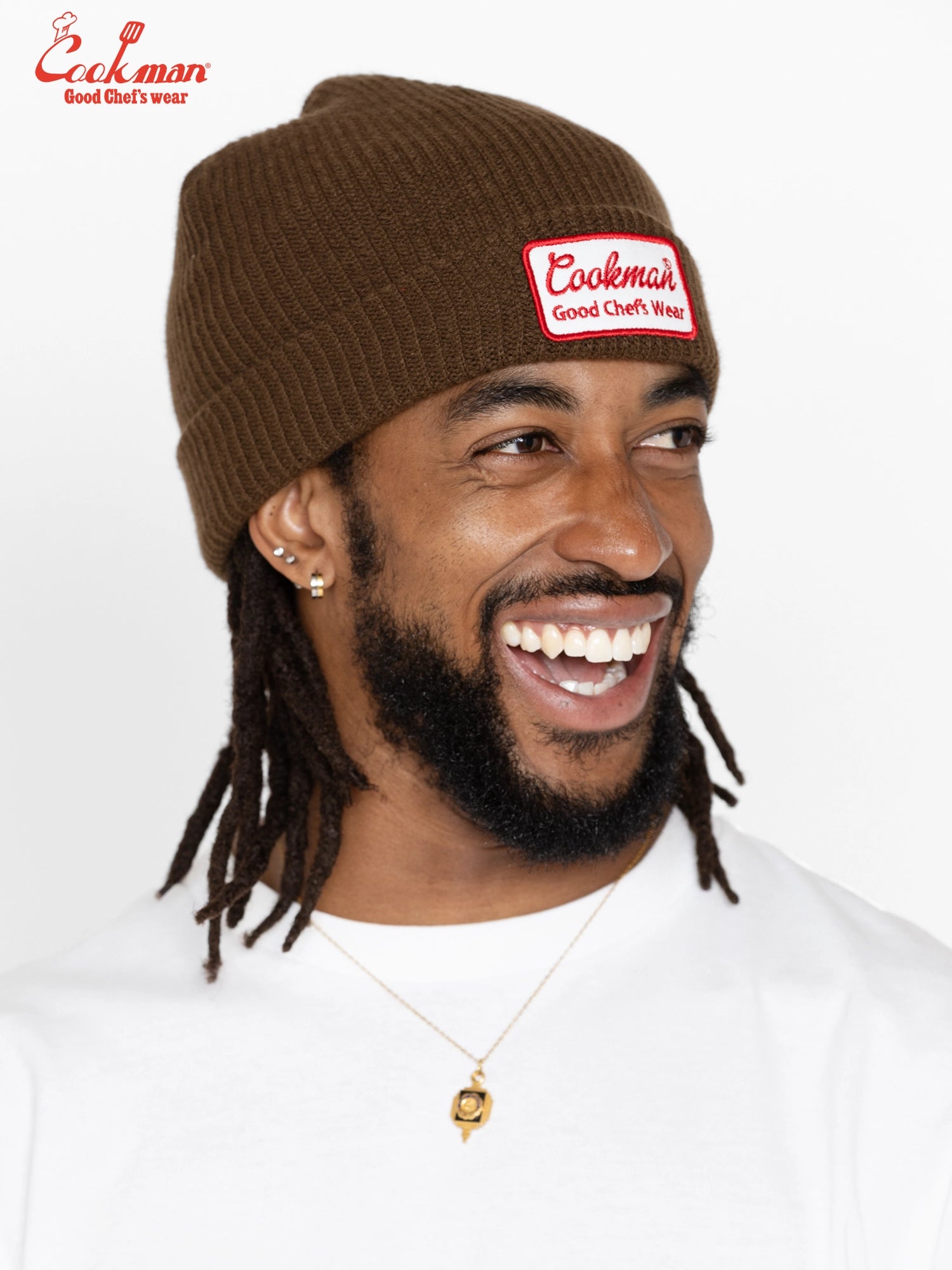 Beanie - Embroidery Patch : Dark Brown