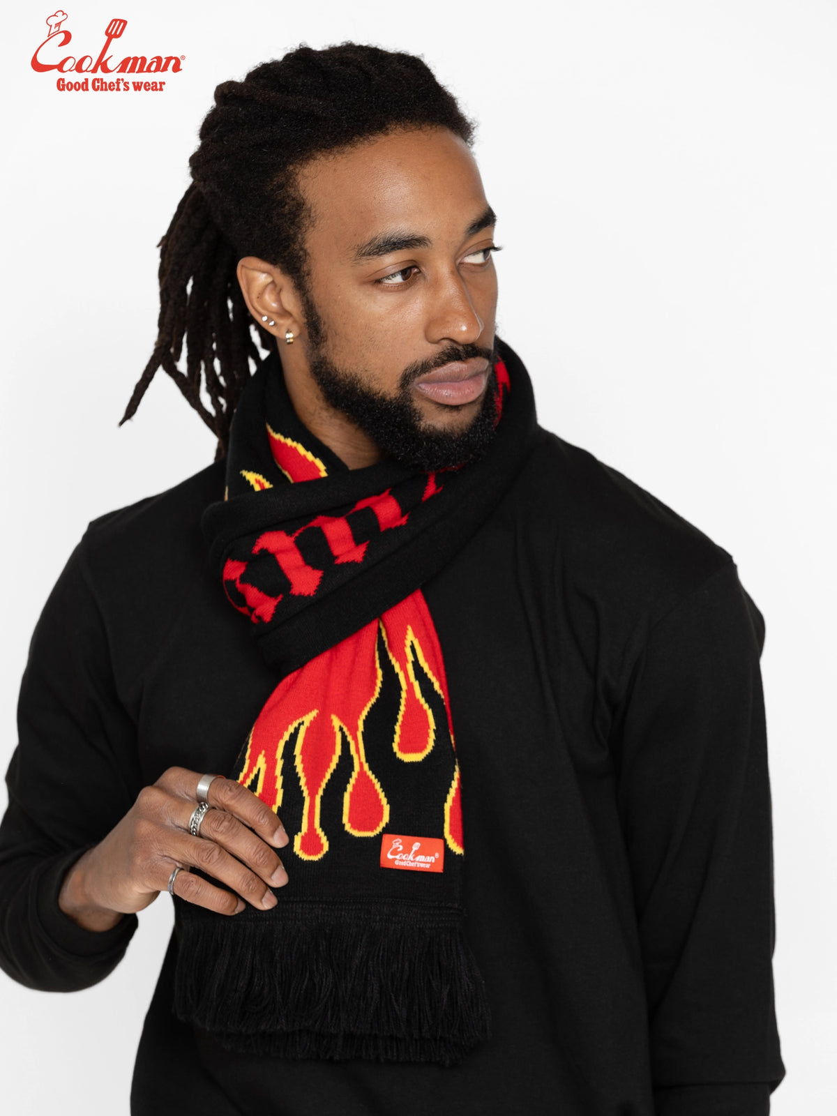 Knitted Scarf - Flame Black Red