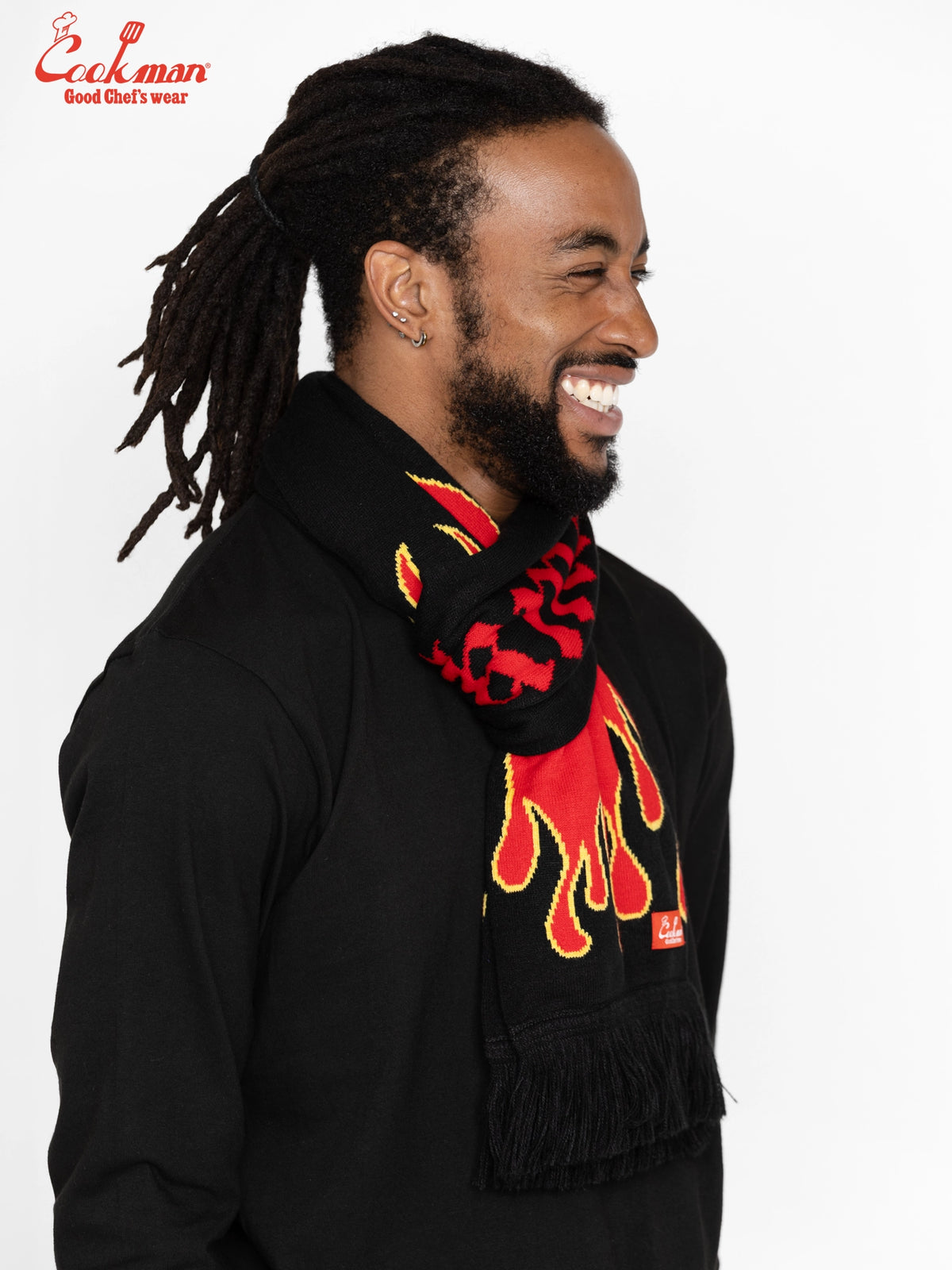 Knitted Scarf - Flame Black Red