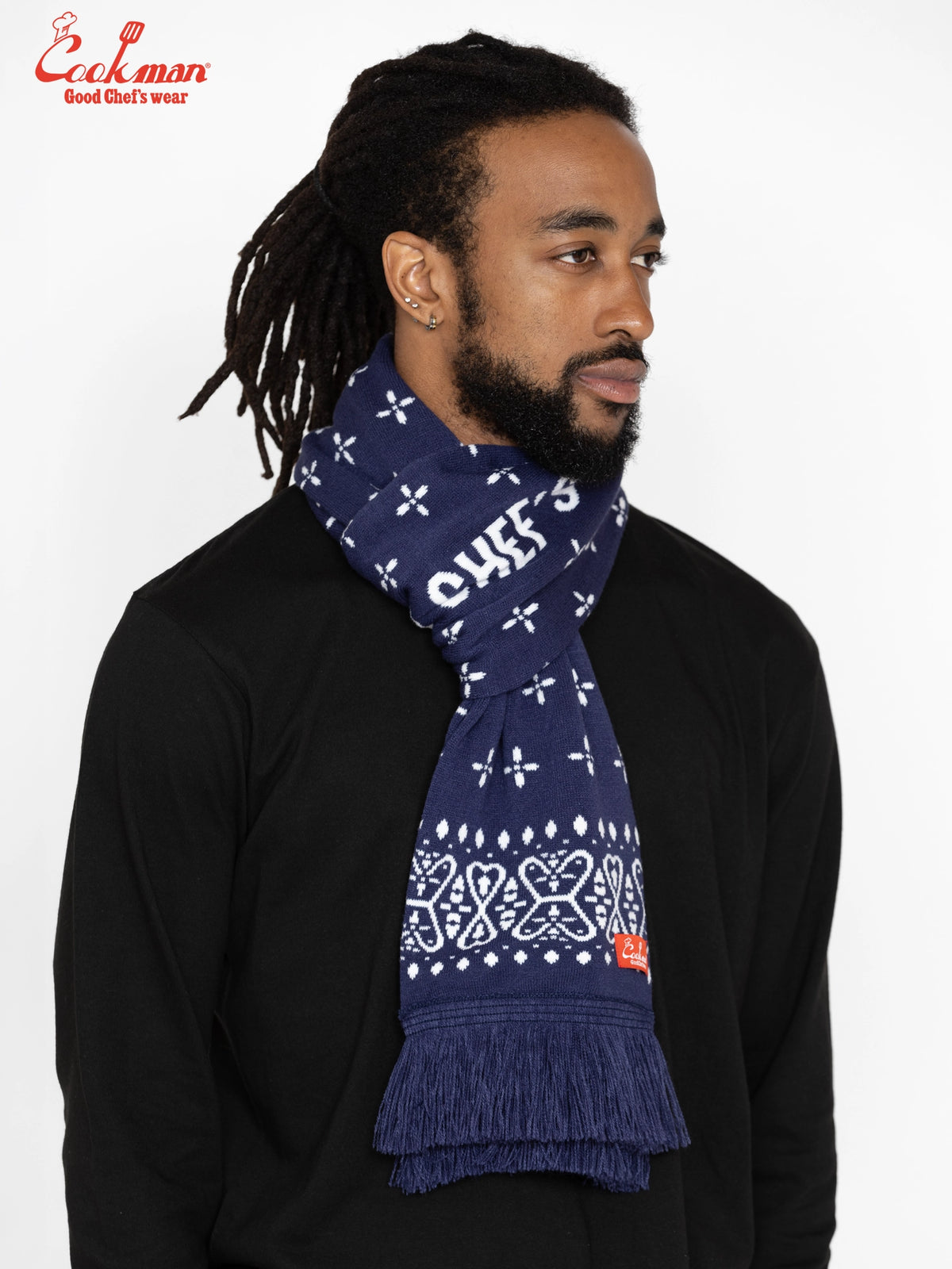 Knitted Scarf - Bandanna Cross Navy