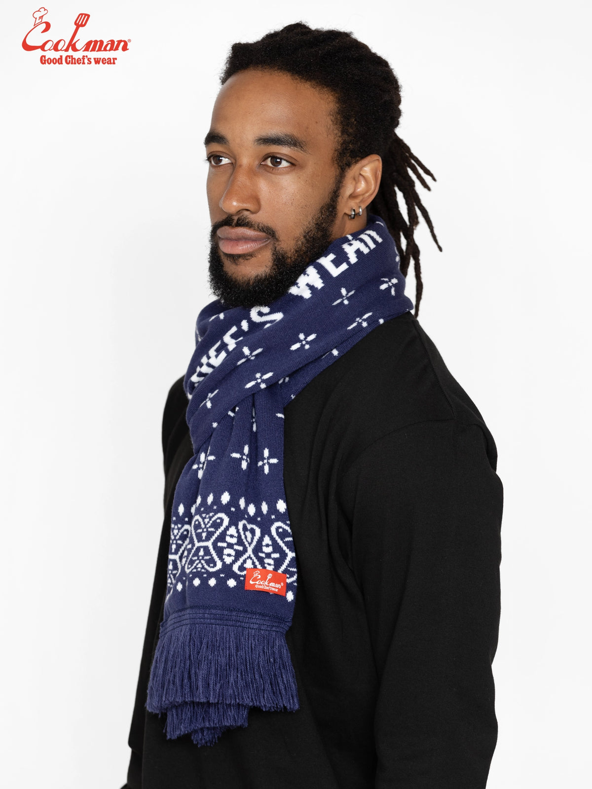 Knitted Scarf - Bandanna Cross Navy