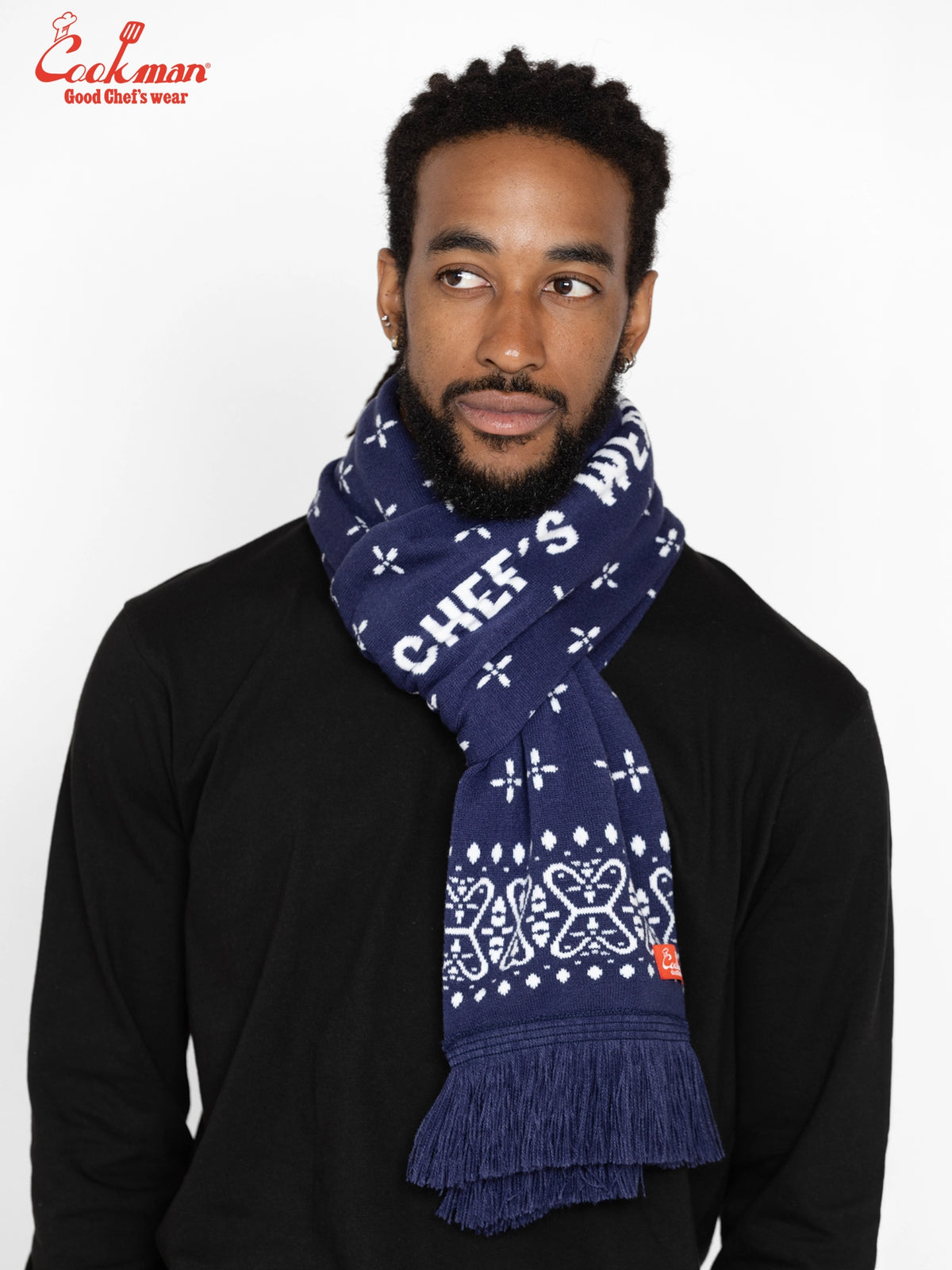 Knitted Scarf - Bandanna Cross Navy