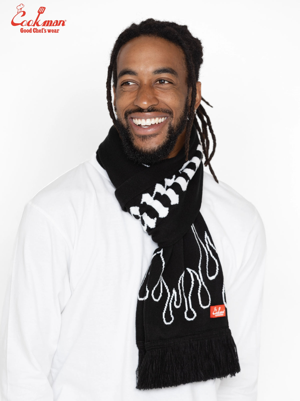Knitted Scarf - Flame Black Black