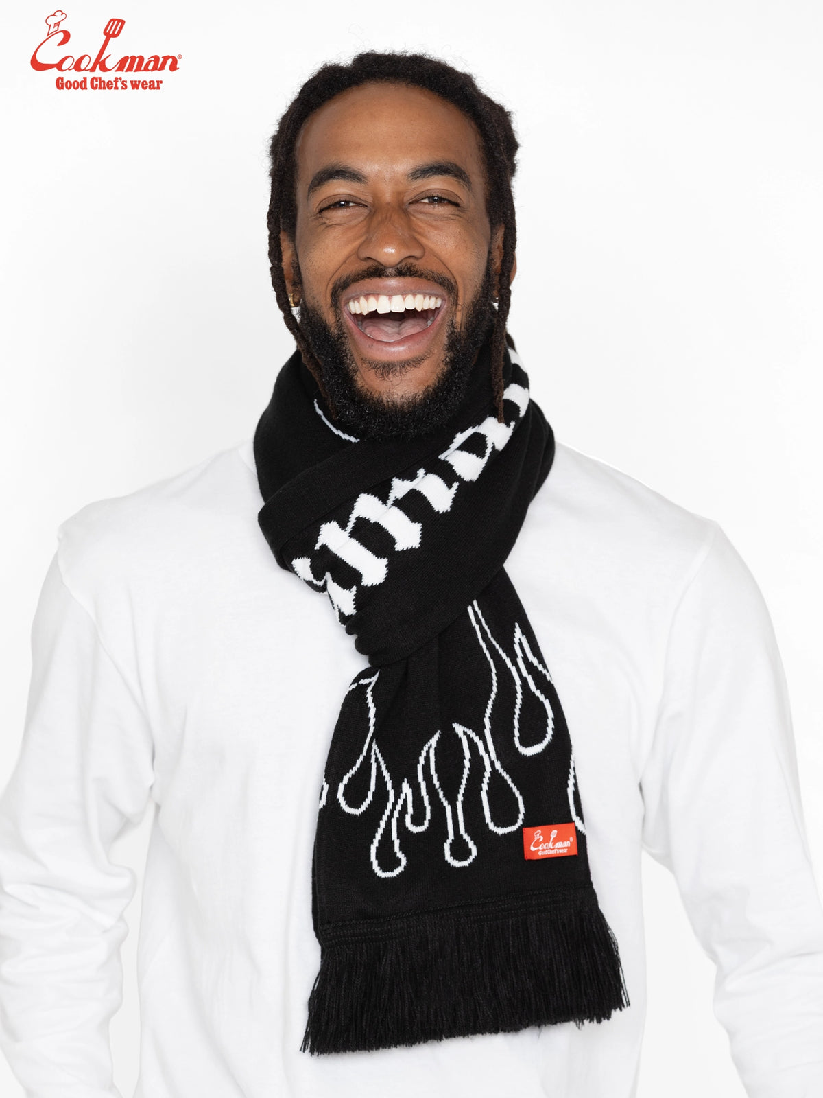 Knitted Scarf - Flame Black Black