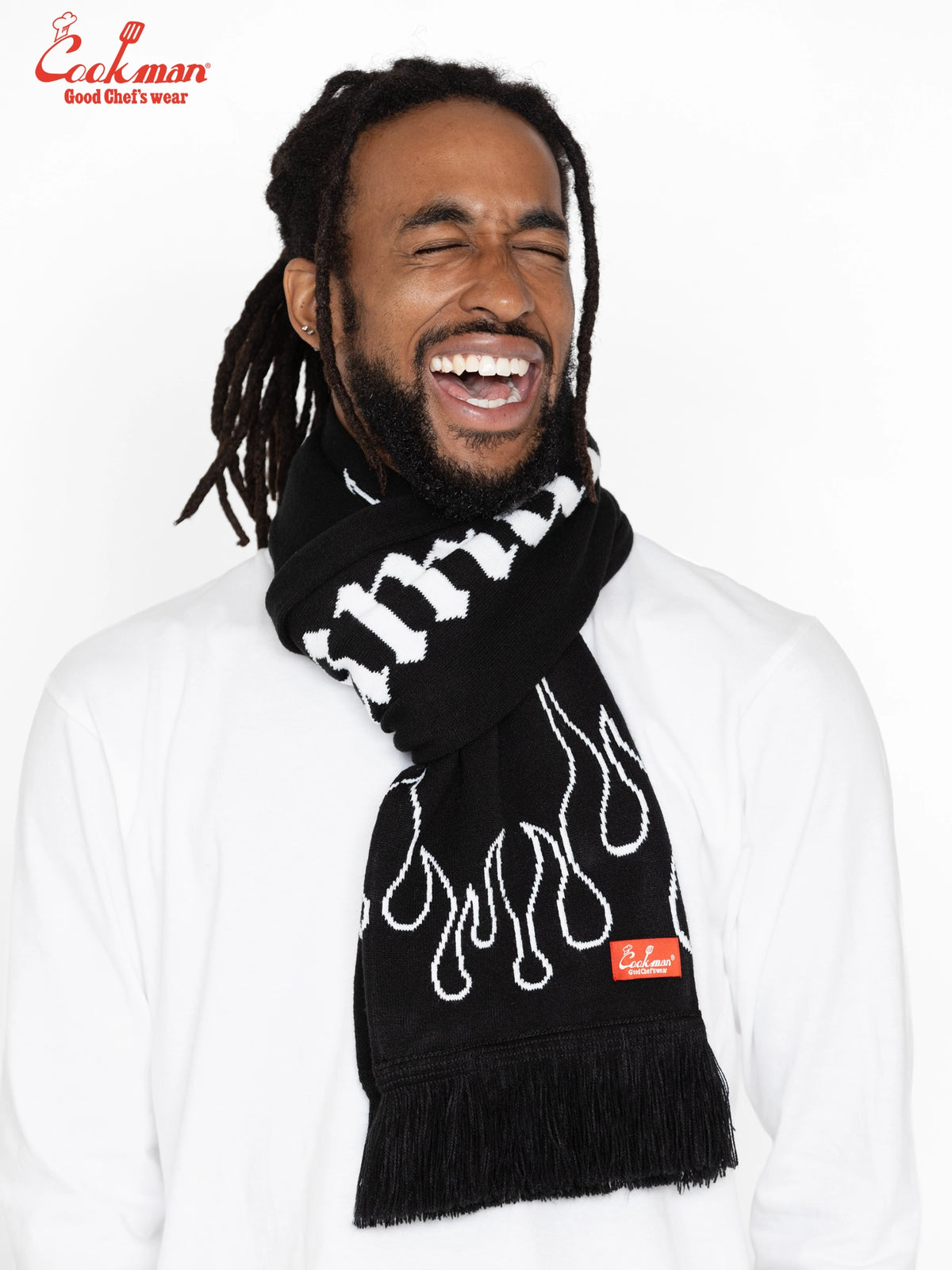 Knitted Scarf - Flame Black Black