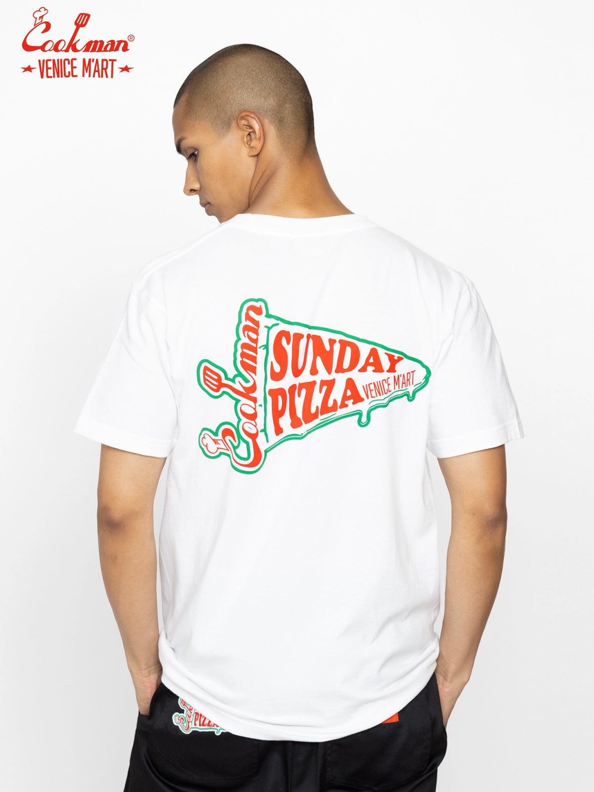 Tees - VENICE M'Art SUNDAY PIZZA : White