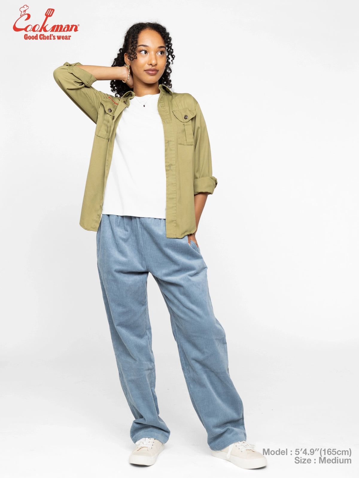 Chef Pants Semiwide - Corduroy : Blue Gray