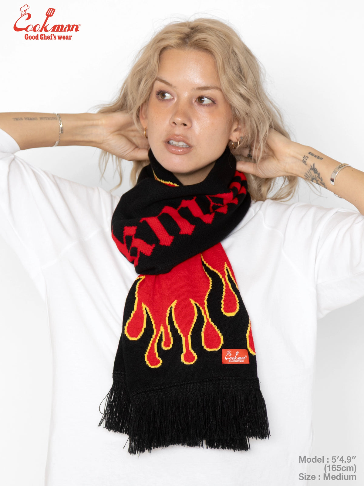 Knitted Scarf - Flame Black Red