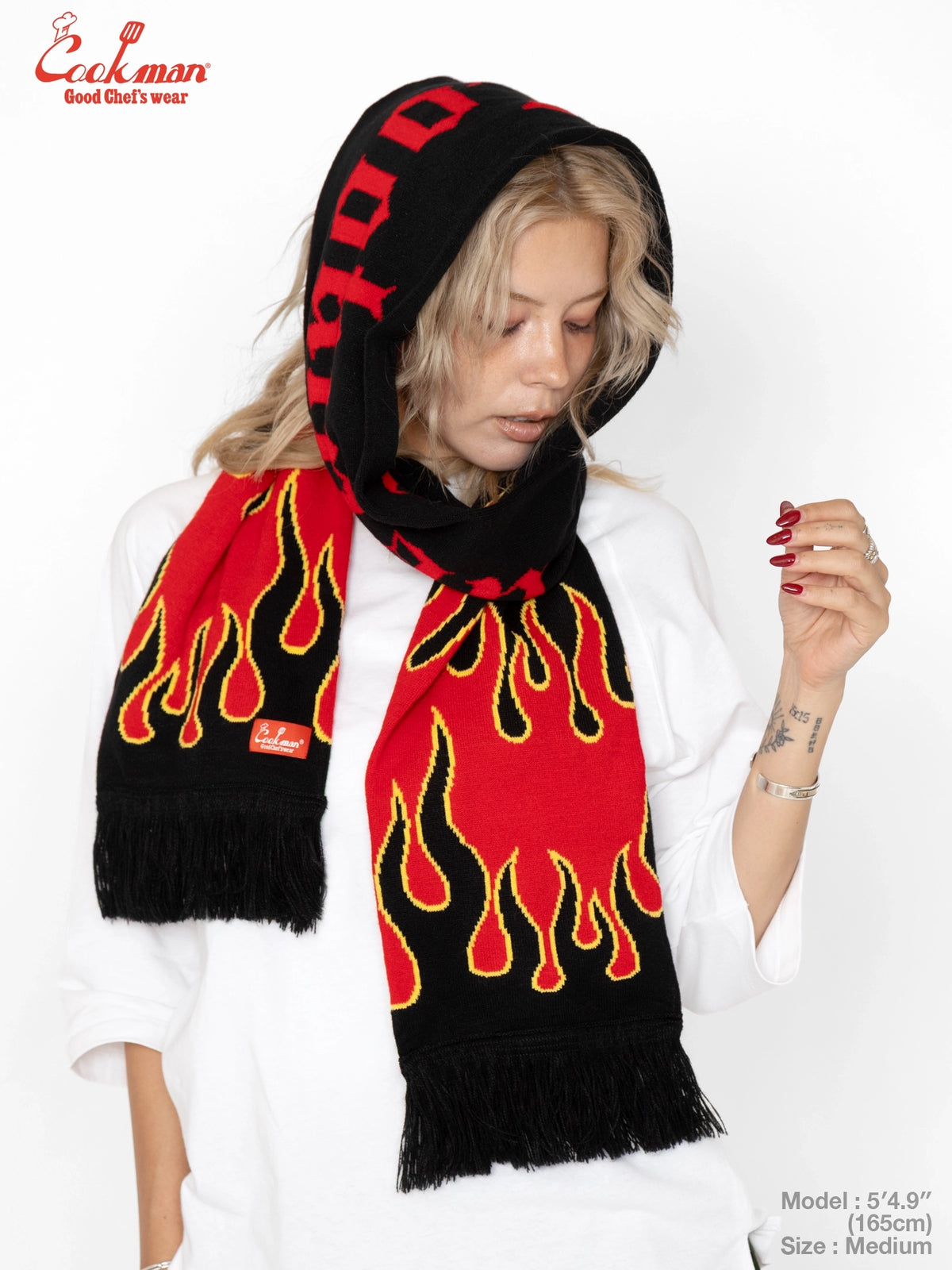 Knitted Scarf - Flame Black Red