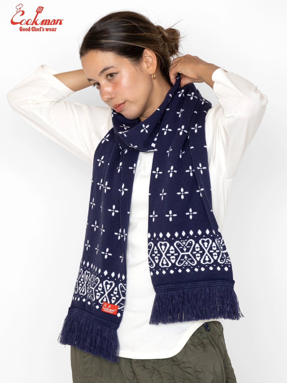 Knitted Scarf - Bandanna Cross Navy