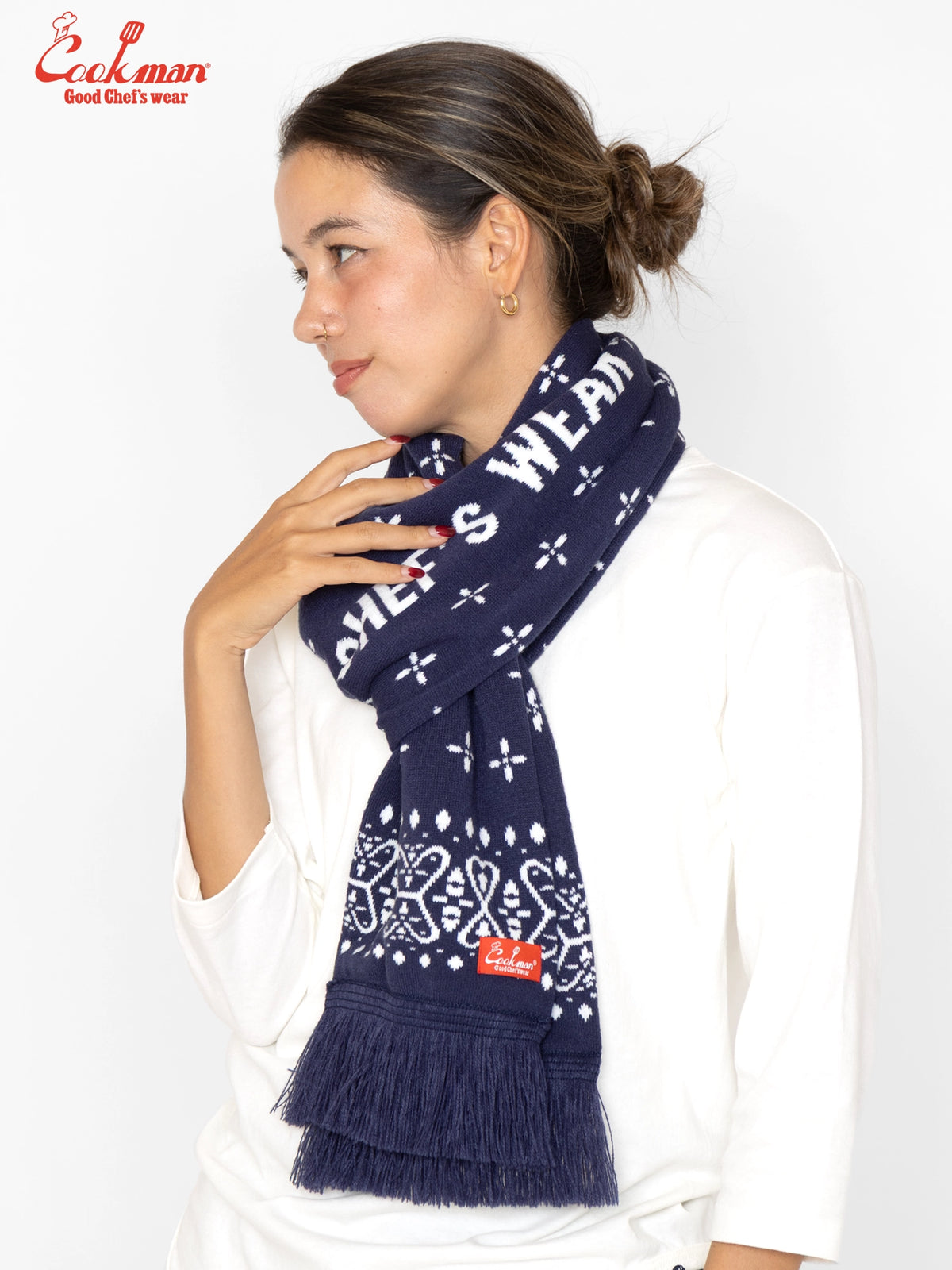 Knitted Scarf - Bandanna Cross Navy