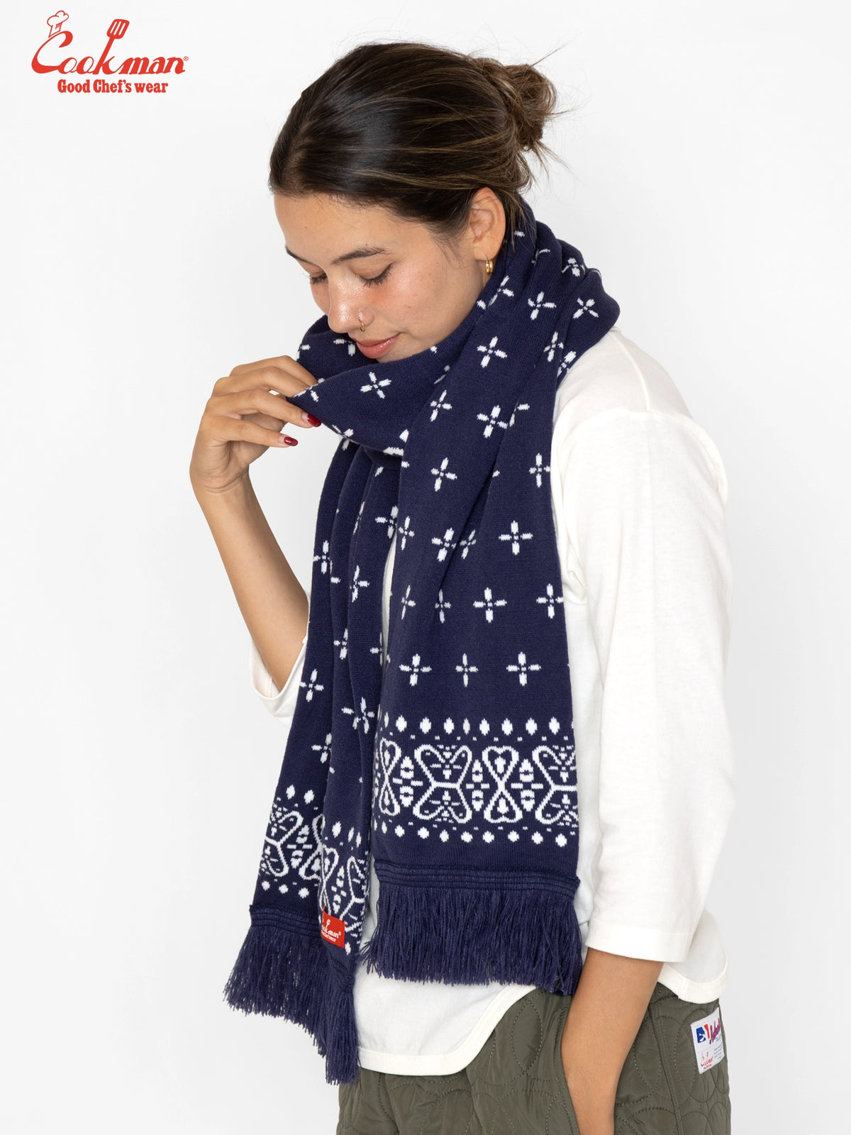 Knitted Scarf - Bandanna Cross Navy