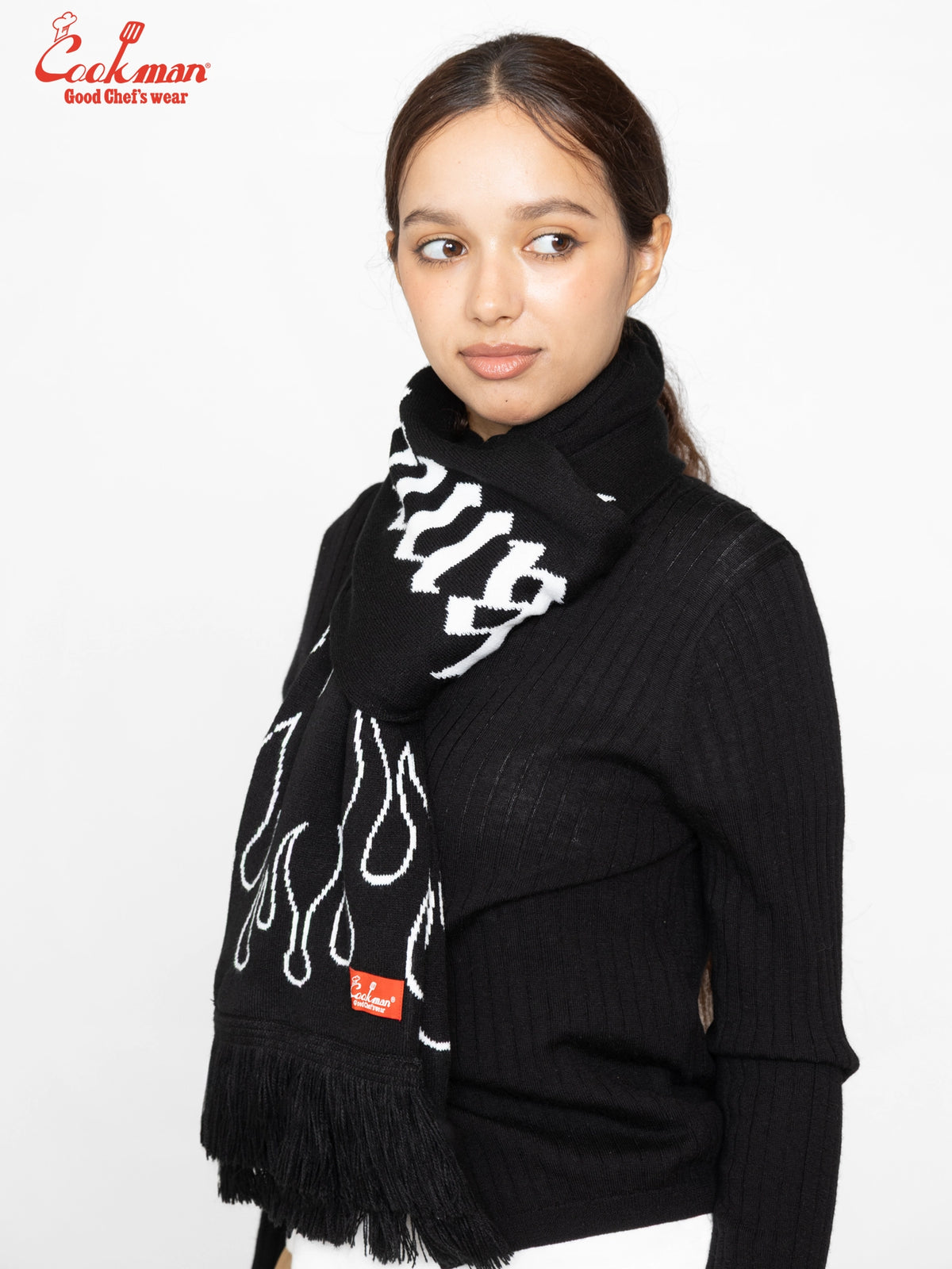 Knitted Scarf - Flame Black Black
