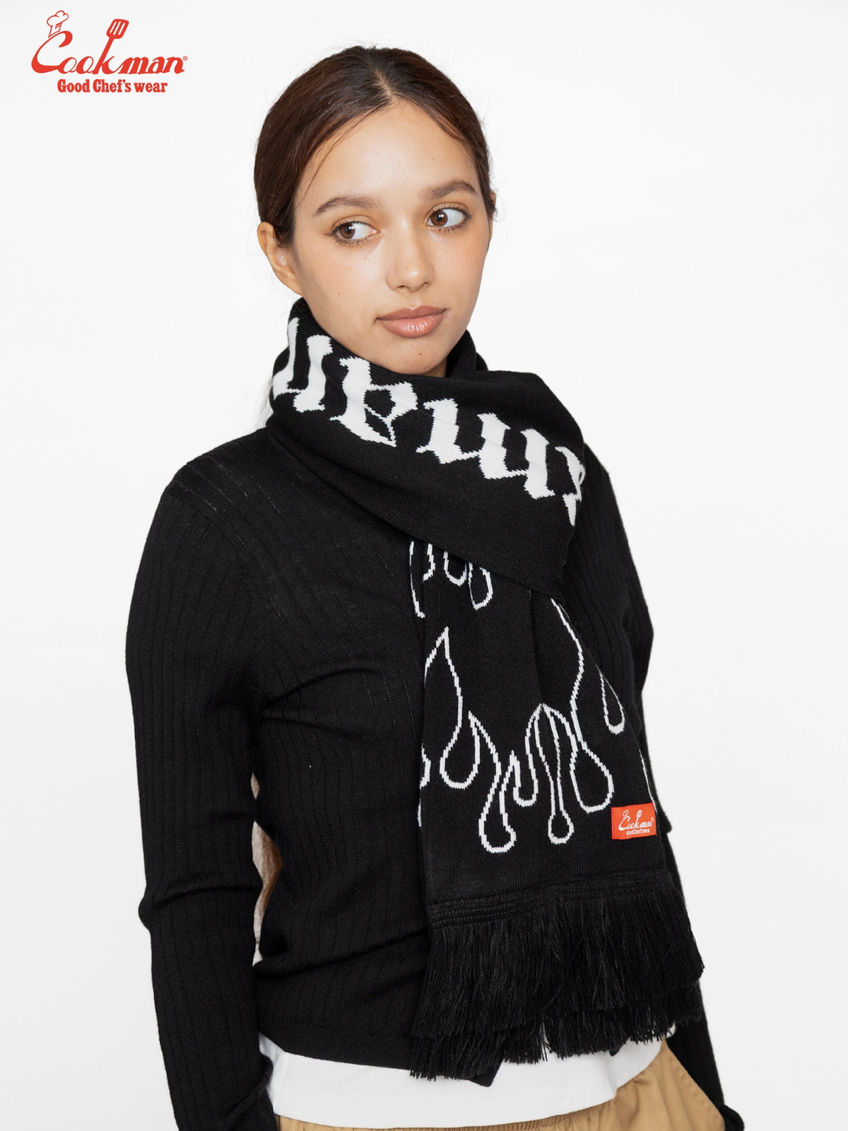 Knitted Scarf - Flame Black Black