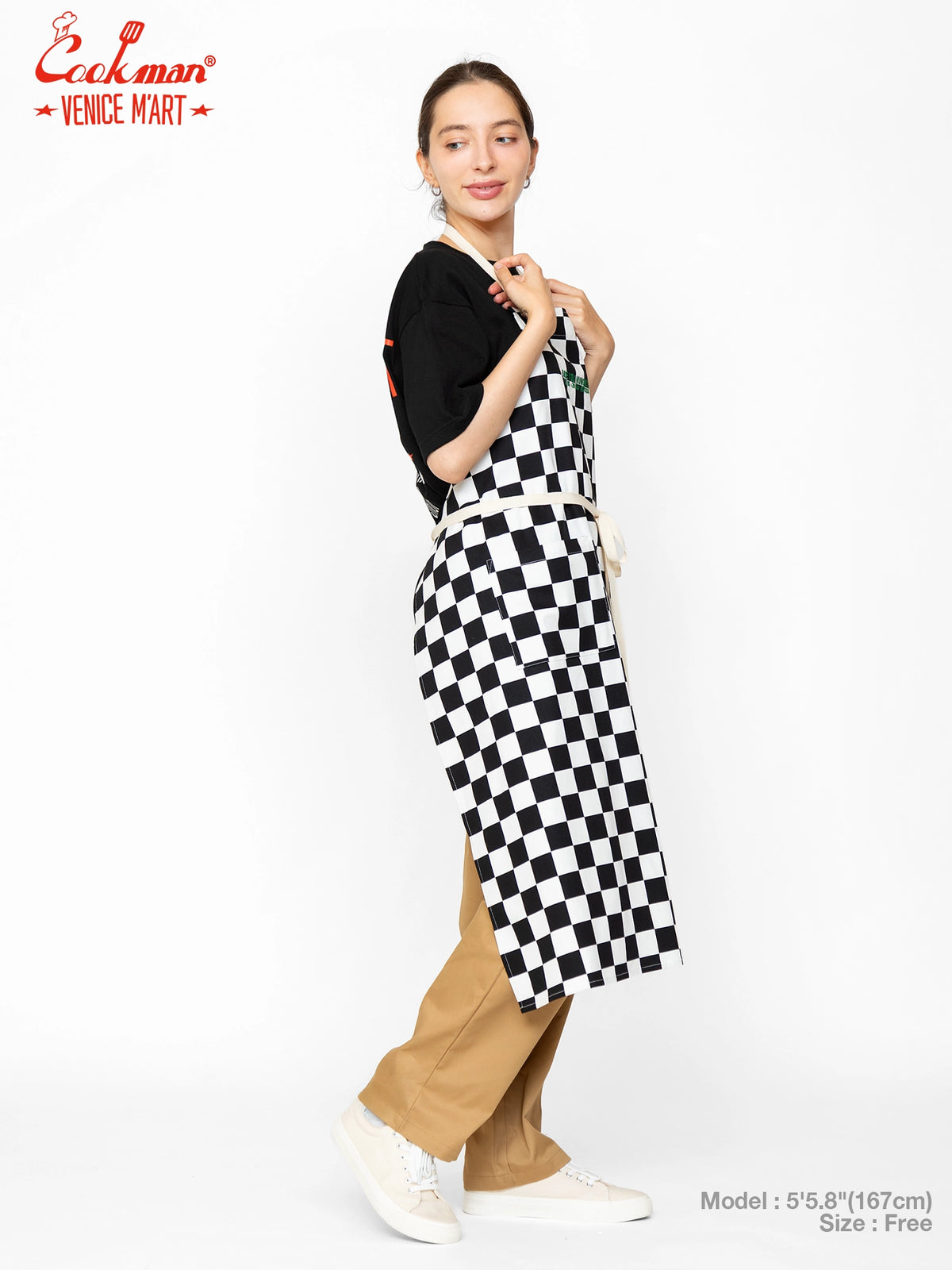 Long Apron - VENICE M'Art : Checker Black