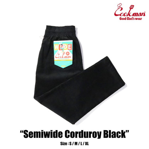 Cookman Chef Pants Semiwide- Corduroy : Black