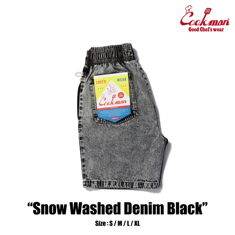 Cookman Chef Short Pants - Snow Washed Denim: Black