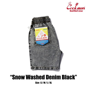 Cookman Chef Short Pants - Snow Washed Denim: Black