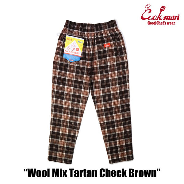 Cookman Chef Pants - Wool Mix Tartan : Brown