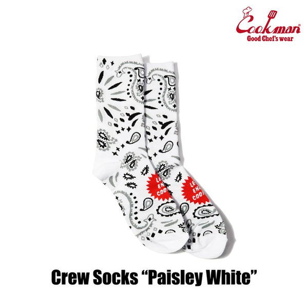 Cookman Crew Socks - Paisley : White