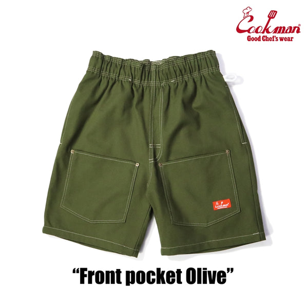 Cookman Chef Short Pants - Front pocket : Olive