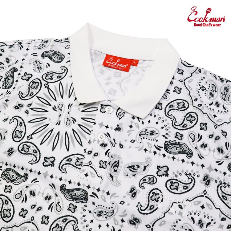 Cookman Polo Shirts - Paisley : White