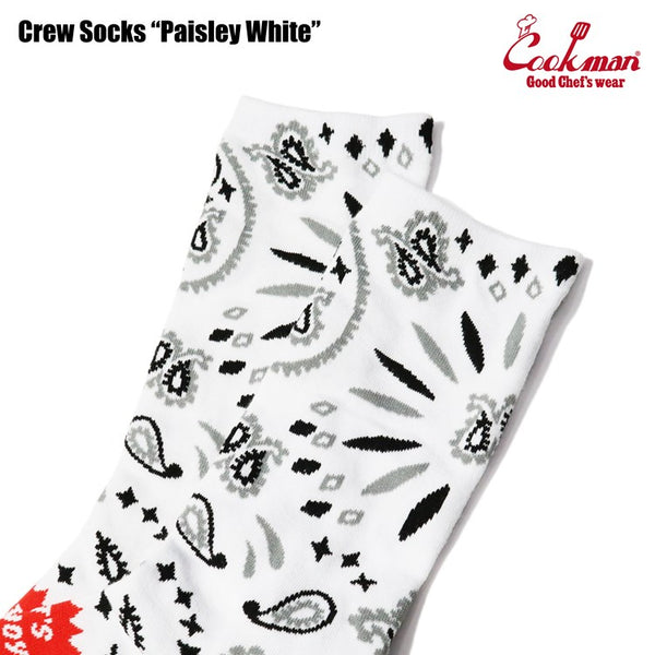 Cookman Crew Socks - Paisley : White