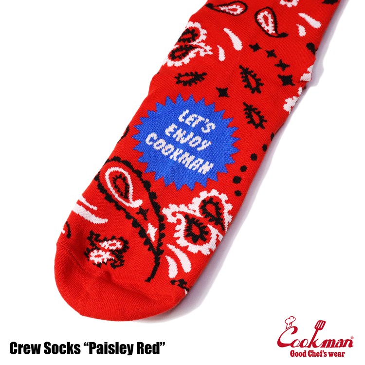 Cookman Crew Socks - Paisley : Red