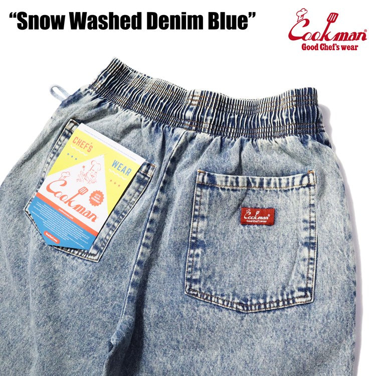 Cookman Chef Short Pants - Snow Washed Denim: Blue