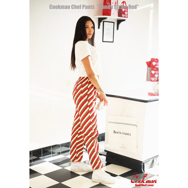 Cookman Chef Pants - Candy Stripe : Red