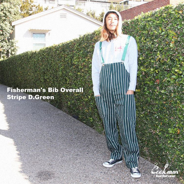 Cookman Fisherman's Bib Overall - Stripe : Dark Green