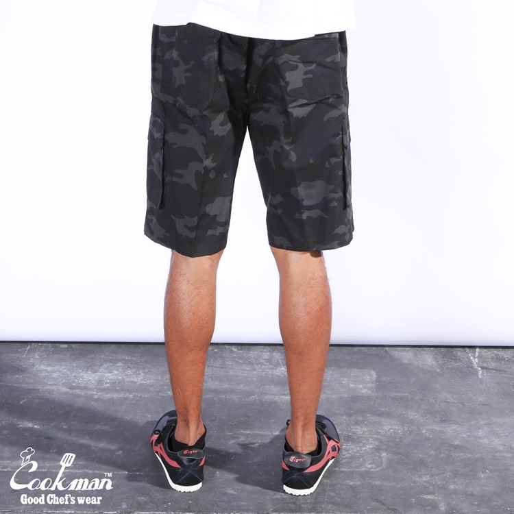 Cookman Chef Short Pants Cargo - Ripstop : Woodland Camo Black