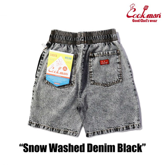 Chef Short Pants - Snow Washed Denim: Black