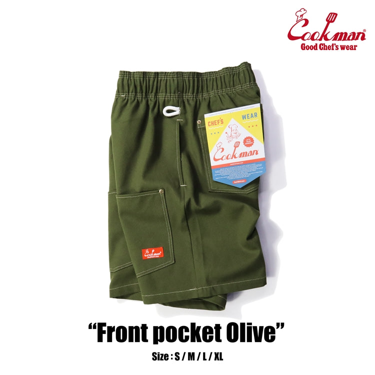 Cookman Chef Short Pants - Front pocket : Olive