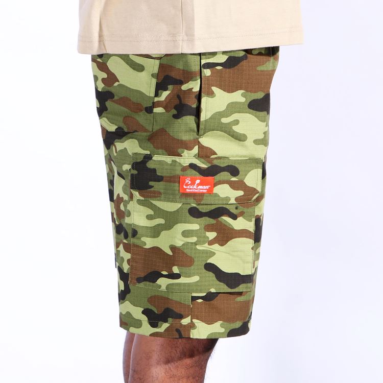 Cookman Chef Short Pants Cargo - Ripstop : Woodland Camo Green