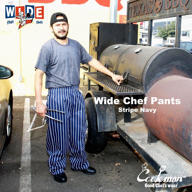 Cookman Wide Chef Pants - Stripe : Navy