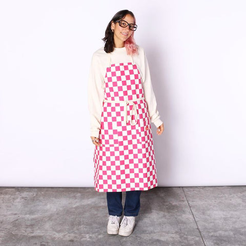 Cookman Long Apron - Checker : Pink